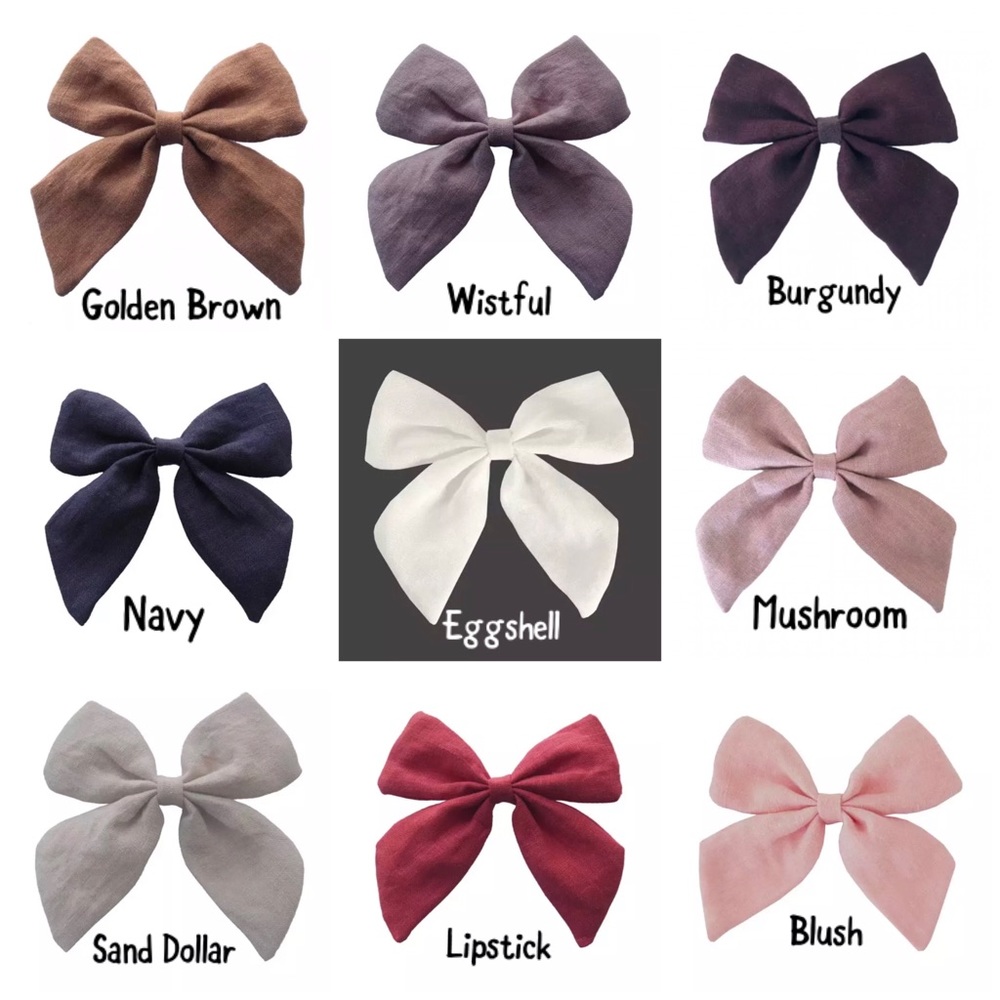 New set of 4 Linen Bows Clips